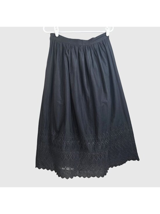 GAP Dresses & Skirts - Gap A Line Maxi Skirt 4 Black Cotton Floral Lace Trim Flowy Boho Summer Vacation